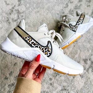 Nike Women's White Sneakers with Leopard Accents